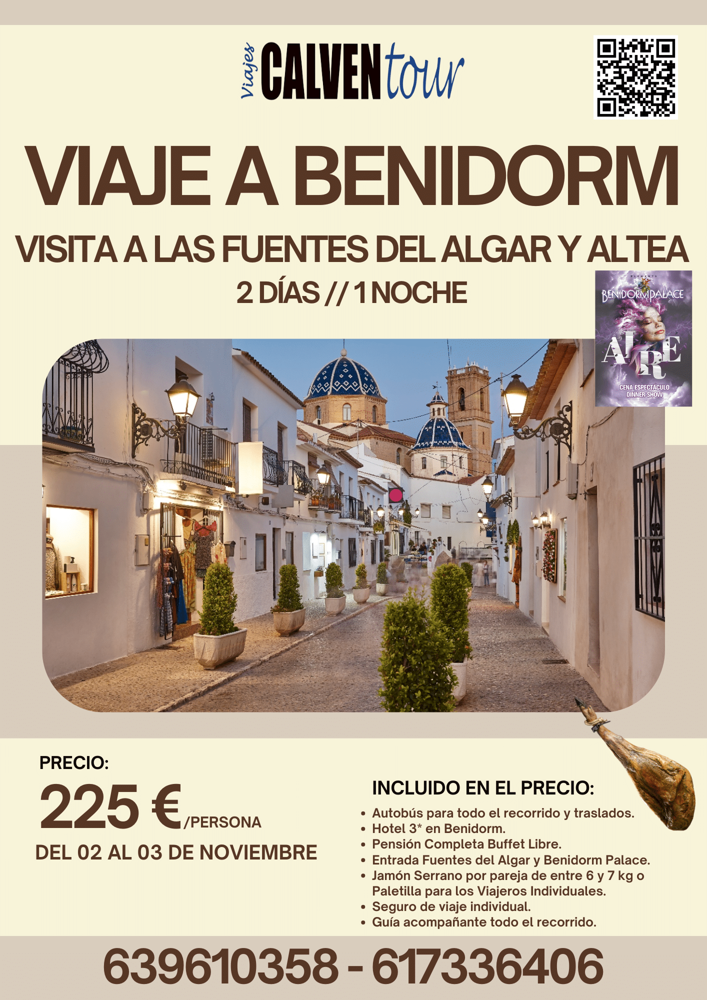 VIAJE A BENIDORM. DEL 02 AL 03 DE NOVIEMBRE DE 2024.