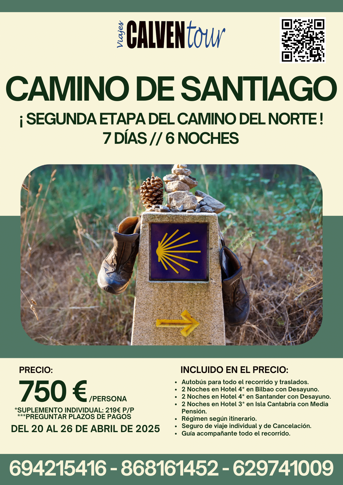 VIAJE AL CAMINO DE SANTIAGO. DEL 19 AL 27 DE ABRIL DE 2025.