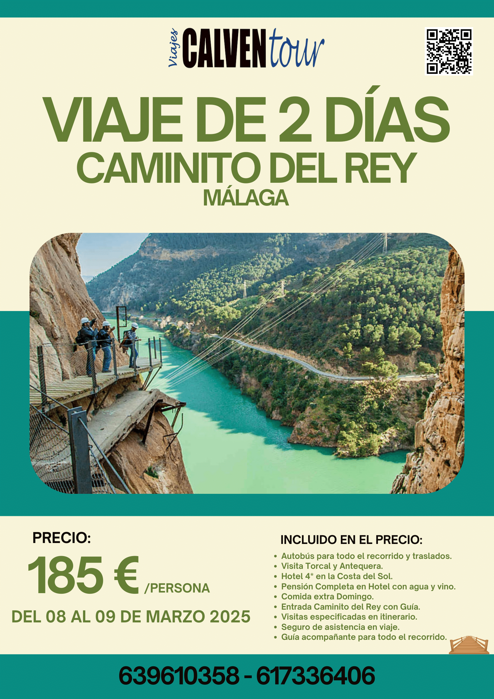 VIAJE AL CAMINITO DEL REY. DEL 08 AL 09 DE MARZO DE 2025.