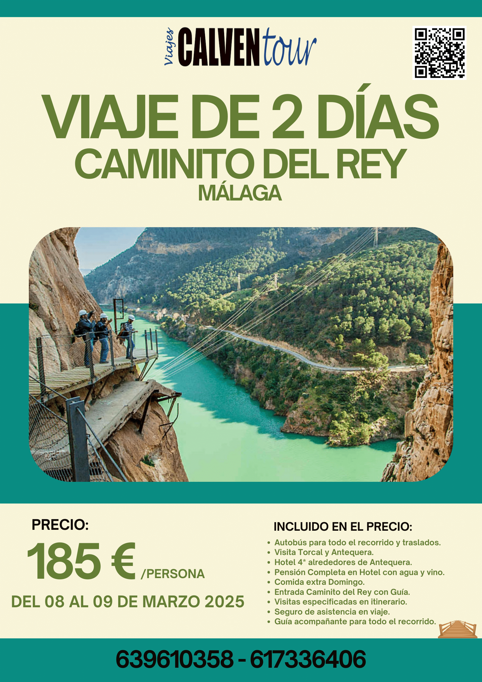 VIAJE AL CAMINITO DEL REY. DEL 08 AL 09 DE MARZO DE 2025.