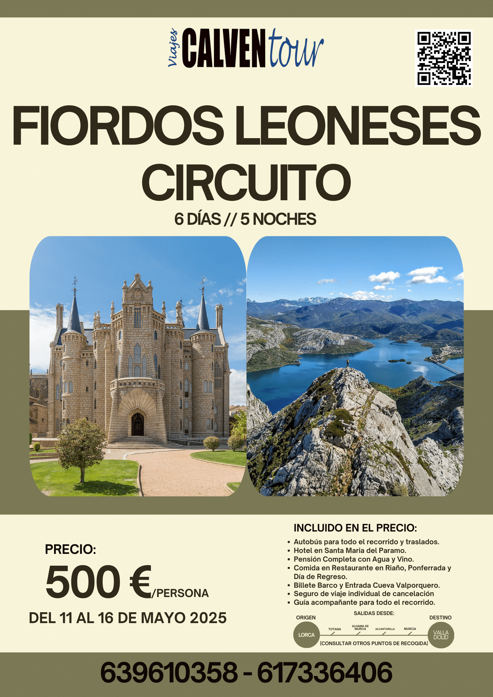 VIAJE A LOS FIORDOS LEONESES. DEL 11 AL 16 DE MAYO DE 2025.