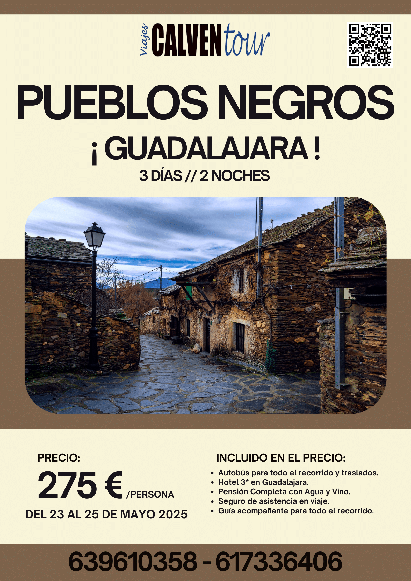 VIAJE A LOS PUEBLOS NEGROS DE GUADALAJARA. DEL 23 AL 25 DE MAYO DE 2025.