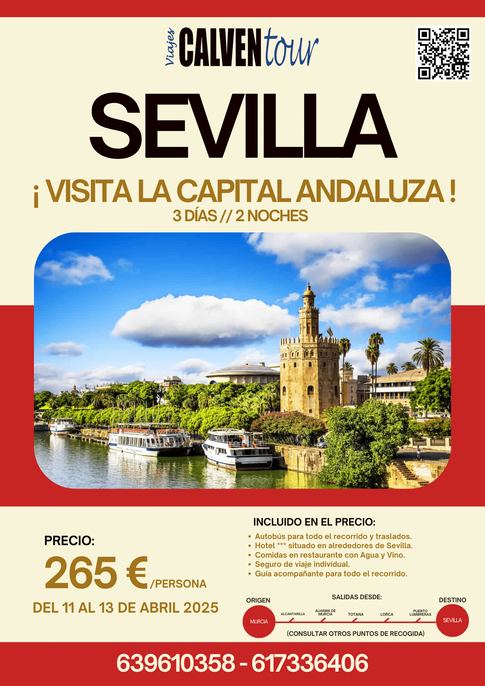 VIAJE A SEVILLA EN ABRIL. DEL 1 AL 13 DE ABRIL DE 2025.