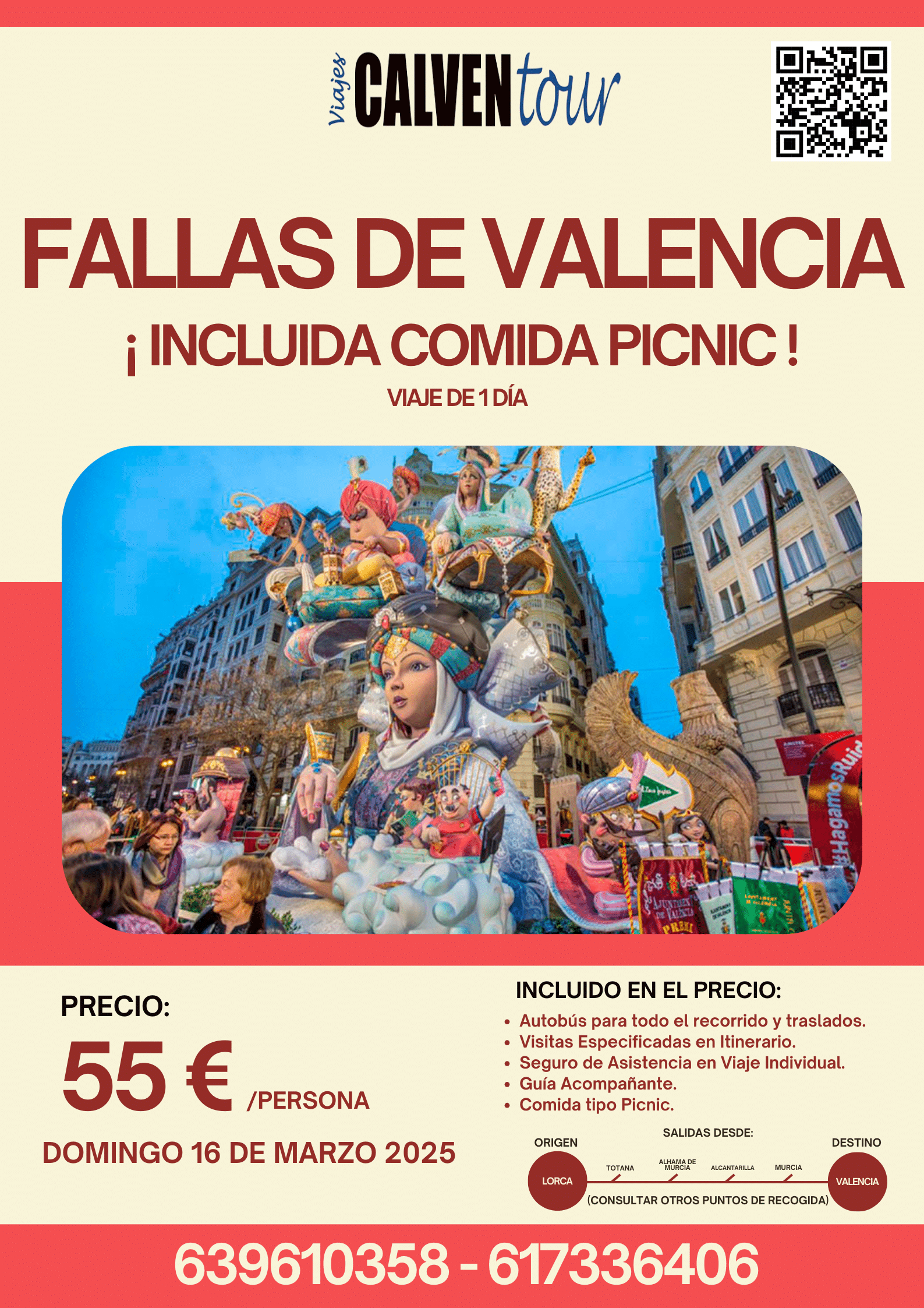 VIAJE A LAS FALLAS DE VALENCIA. DOMINGO 16 DE MARZO DE 2025.