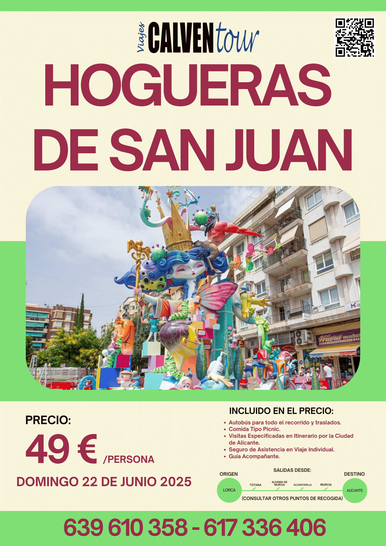 VIAJE A LAS HOGUERAS DE SAN JUAN EN ALICANTE. DOMINGO 22 DE JUNIO DE 2025.