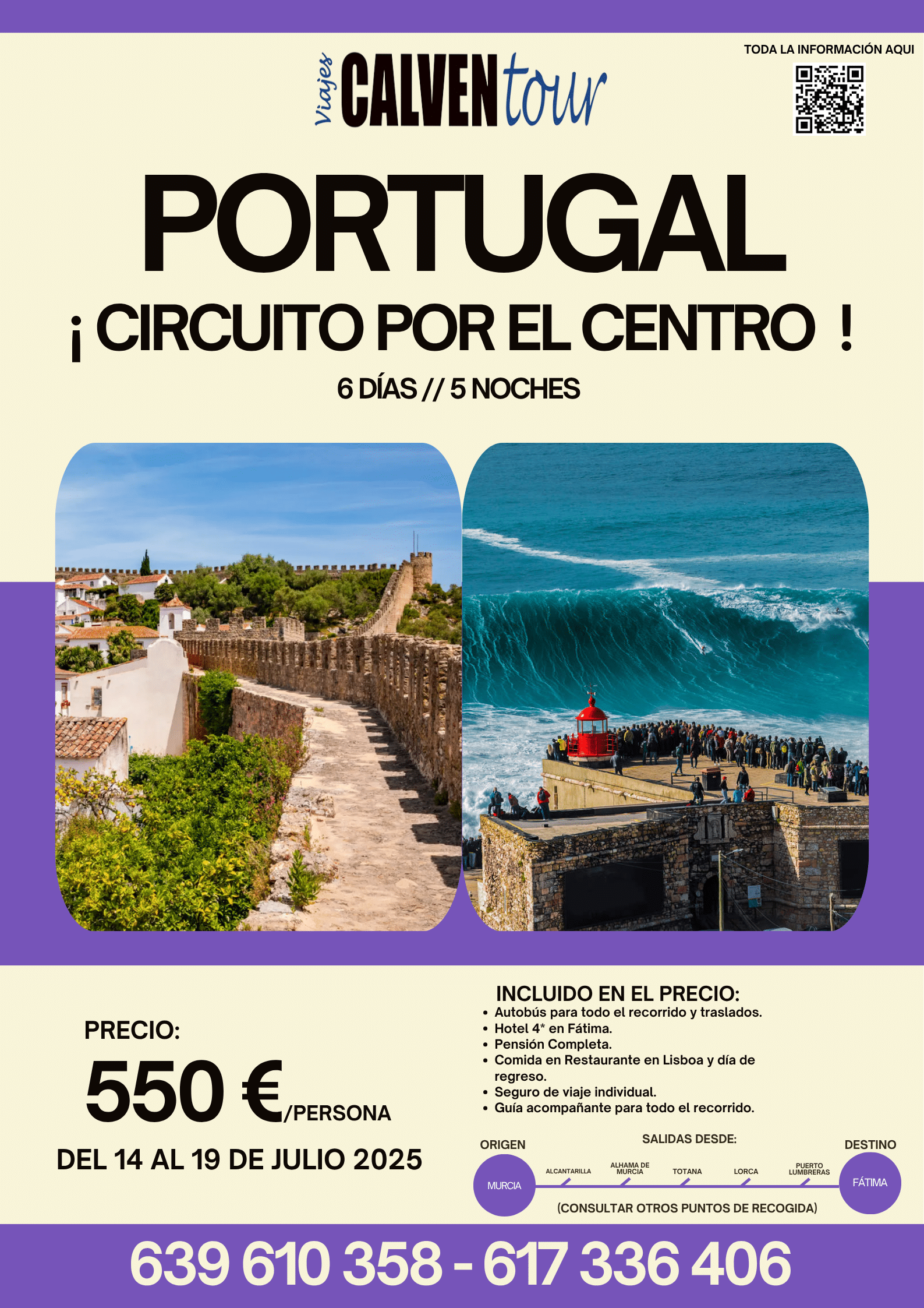 VIAJE AL CENTRO DE PORTUGAL. DEL 14 AL 19 DE JULIO DE 2025.