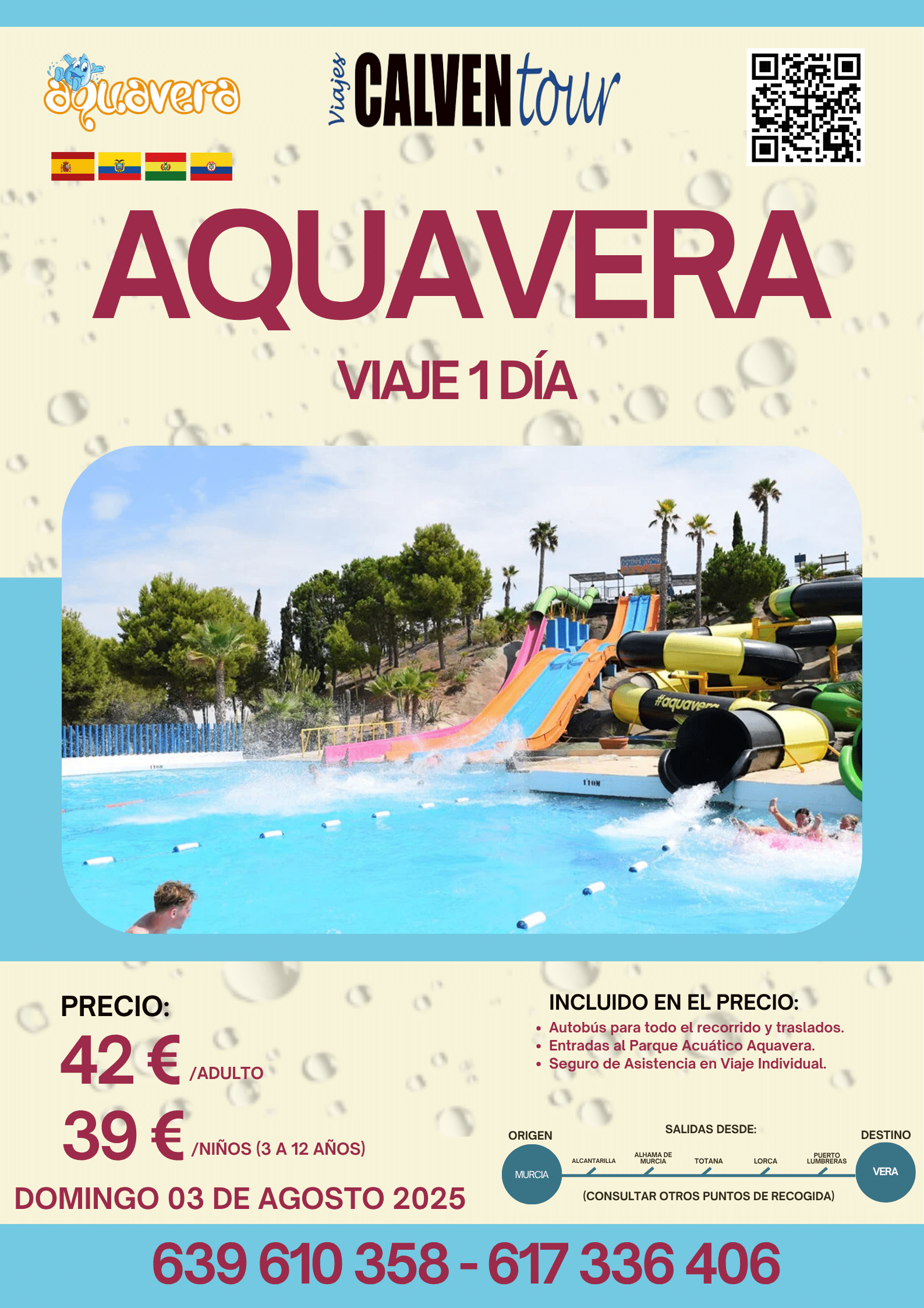 VIAJE AL PARQUE AQUAVERA. DOMINGO 03 DE AGOSTO 2025.