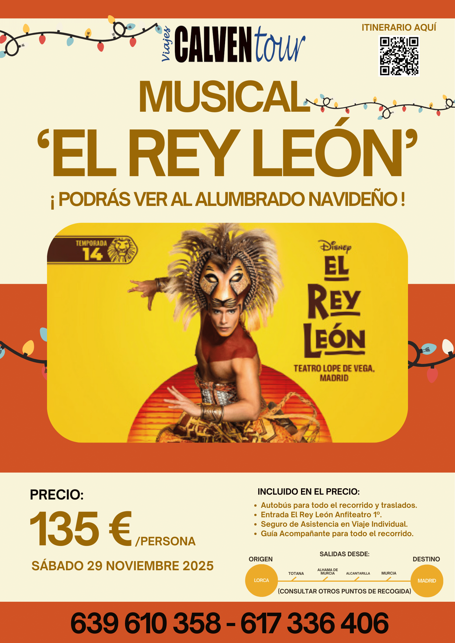 VIAJE AL MUSICAL ‘EL REY LEÓN’. SÁBADO 29 DE NOVIEMBRE DE 2025.