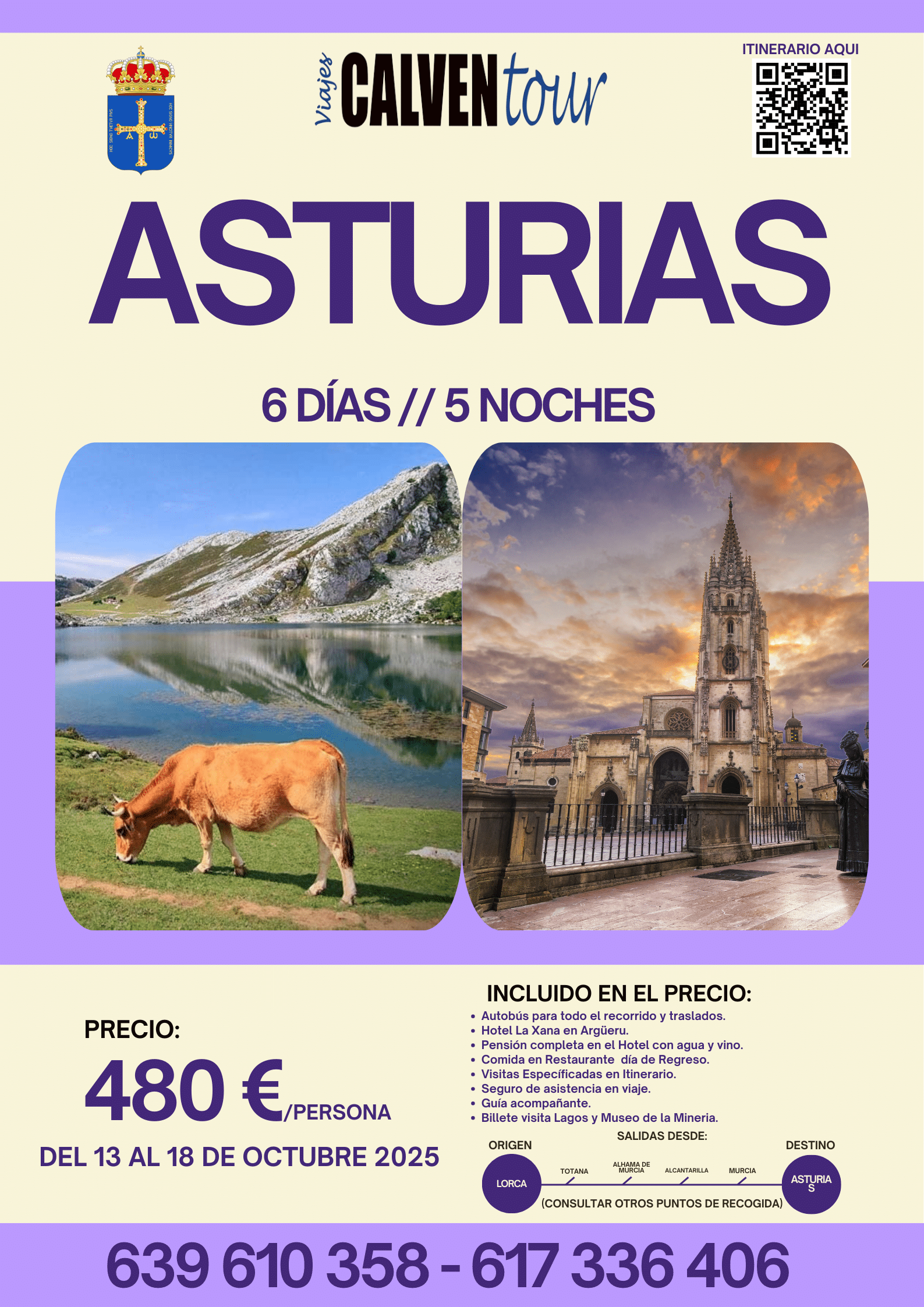 VIAJE A ASTURIAS. DEL MARTES 07 AL DOMINGO 12 DE OCTUBRE DE 2025.