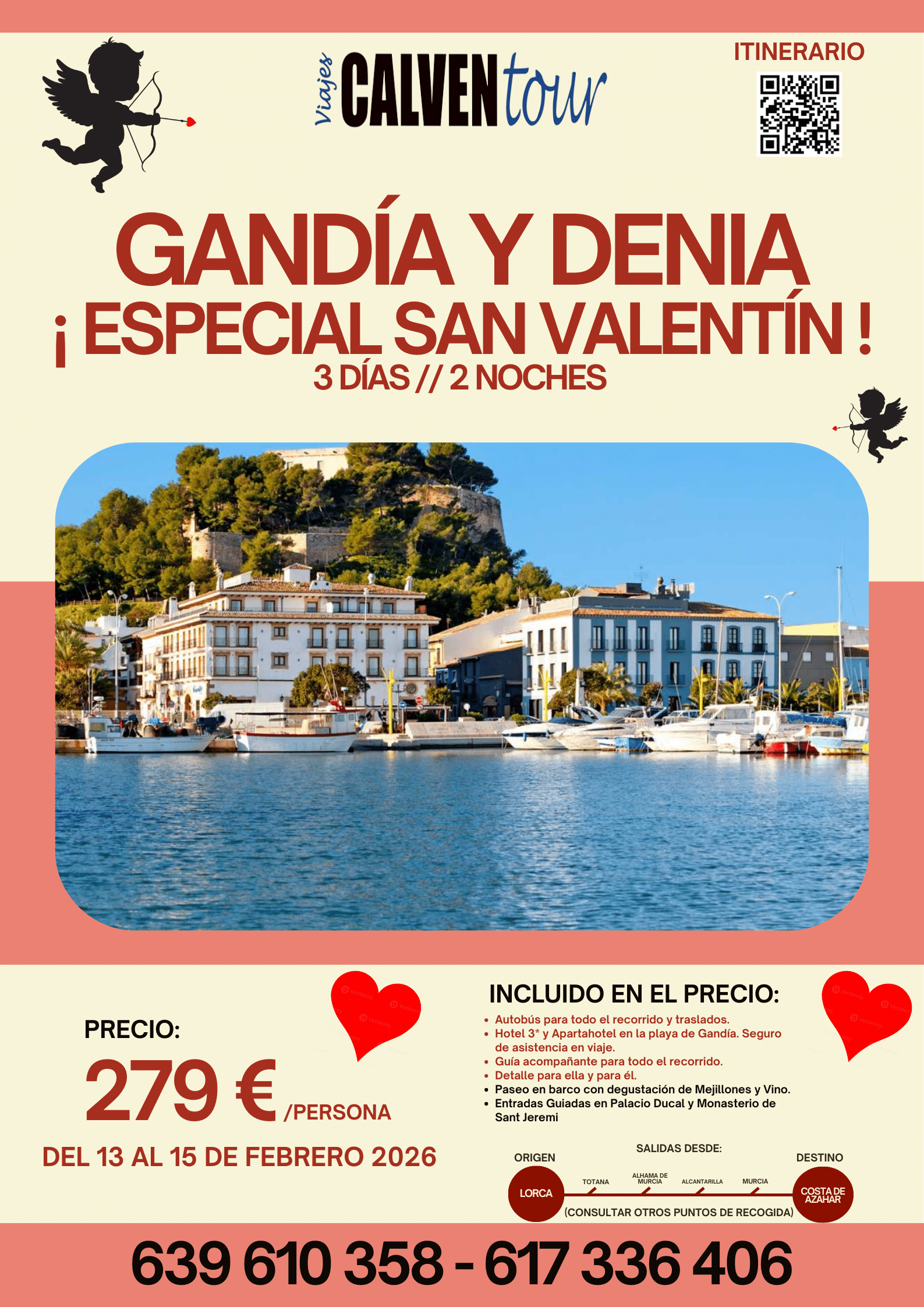 ESCAPADA DE SAN VALENTÍN A GANDÍA. DEL 13 AL 15 DE FEBRERO DE 2026.