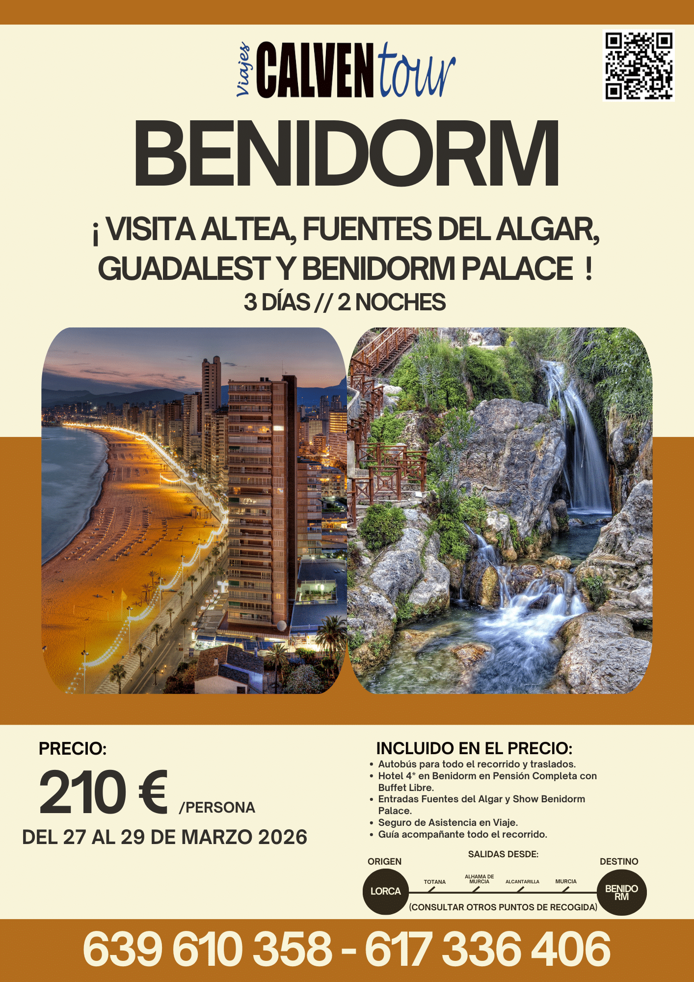 ESCAPADA A BENIDORM. DEL 27 AL 29 DE MARZO DE 2026.