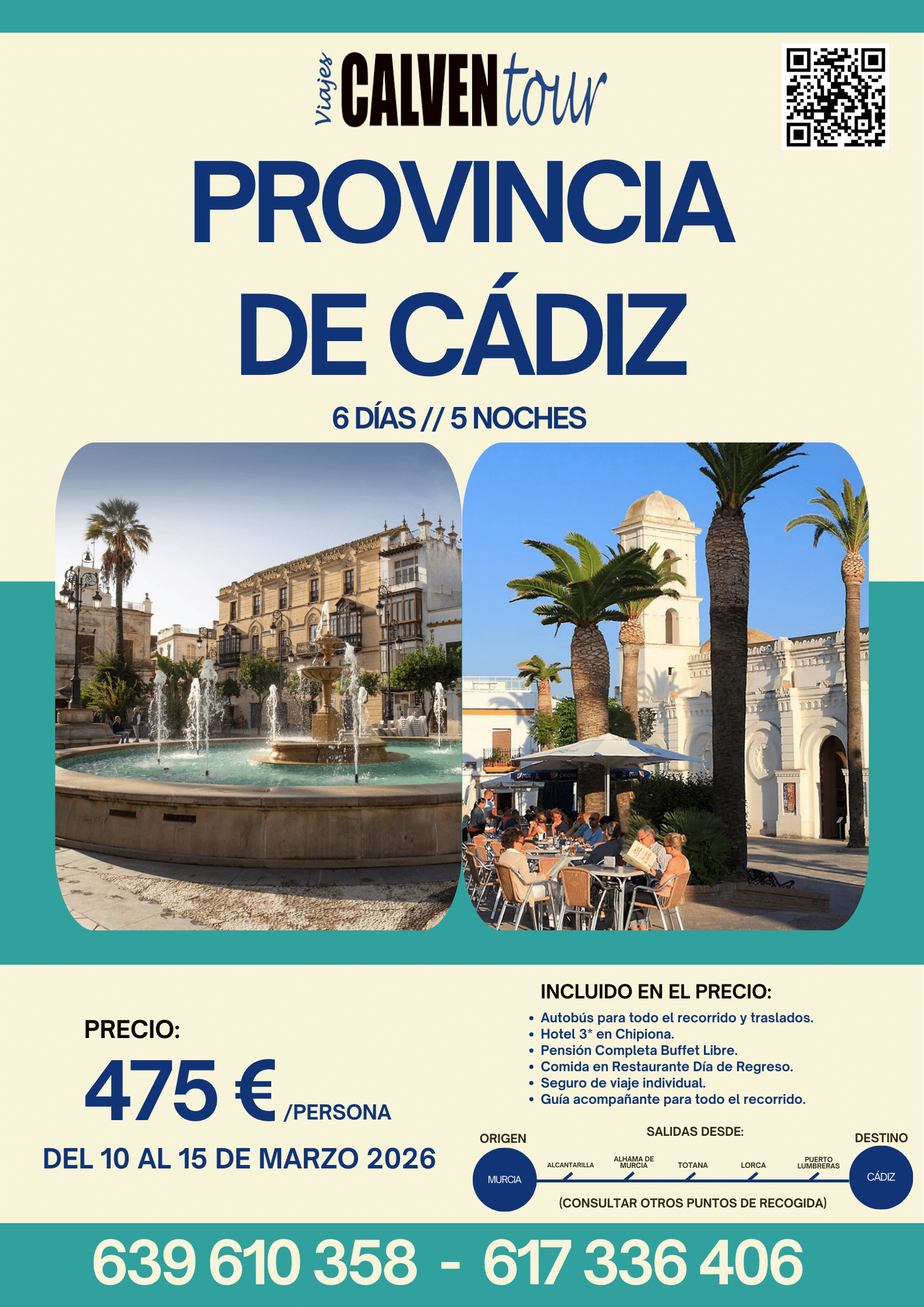 CIRCUITO POR LA PROVINCIA DE CÁDIZ. DEL 10 AL 15 DE MARZO DE 2026.