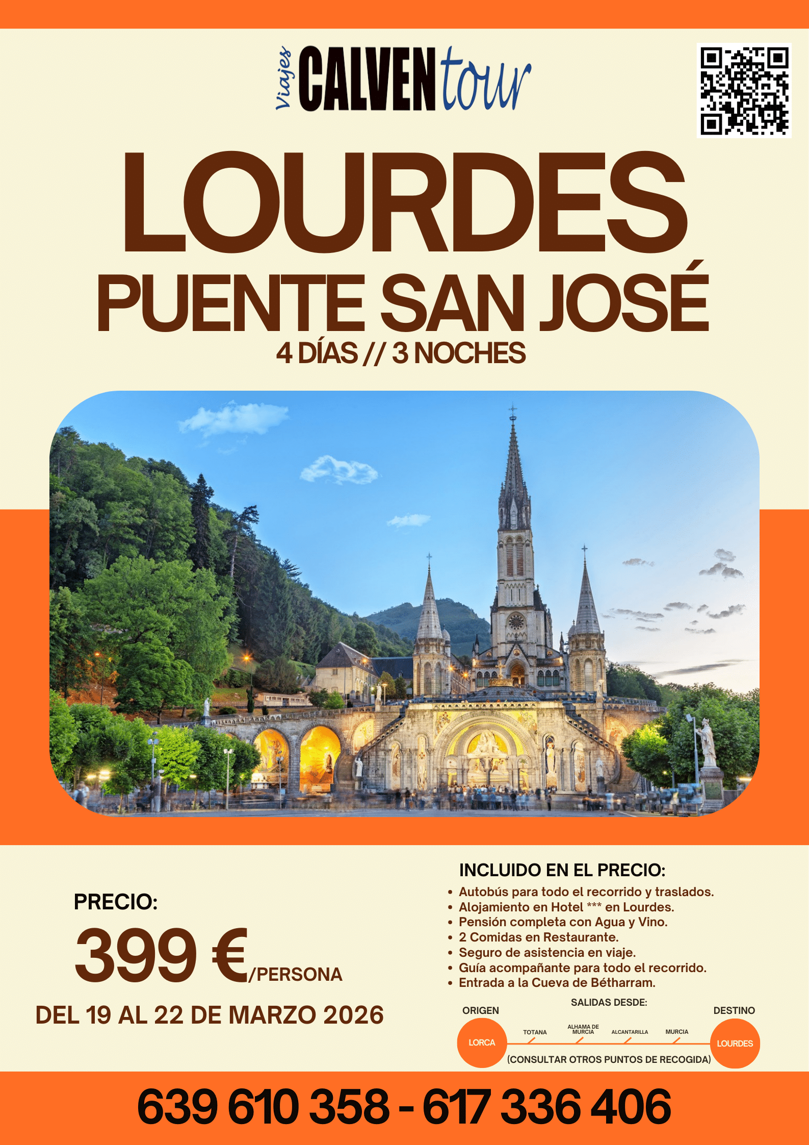 VIAJE A LOURDES EN EL PUENTE DE SAN JOSÉ. DEL 19 AL 22 DE MARZO DE 2026.