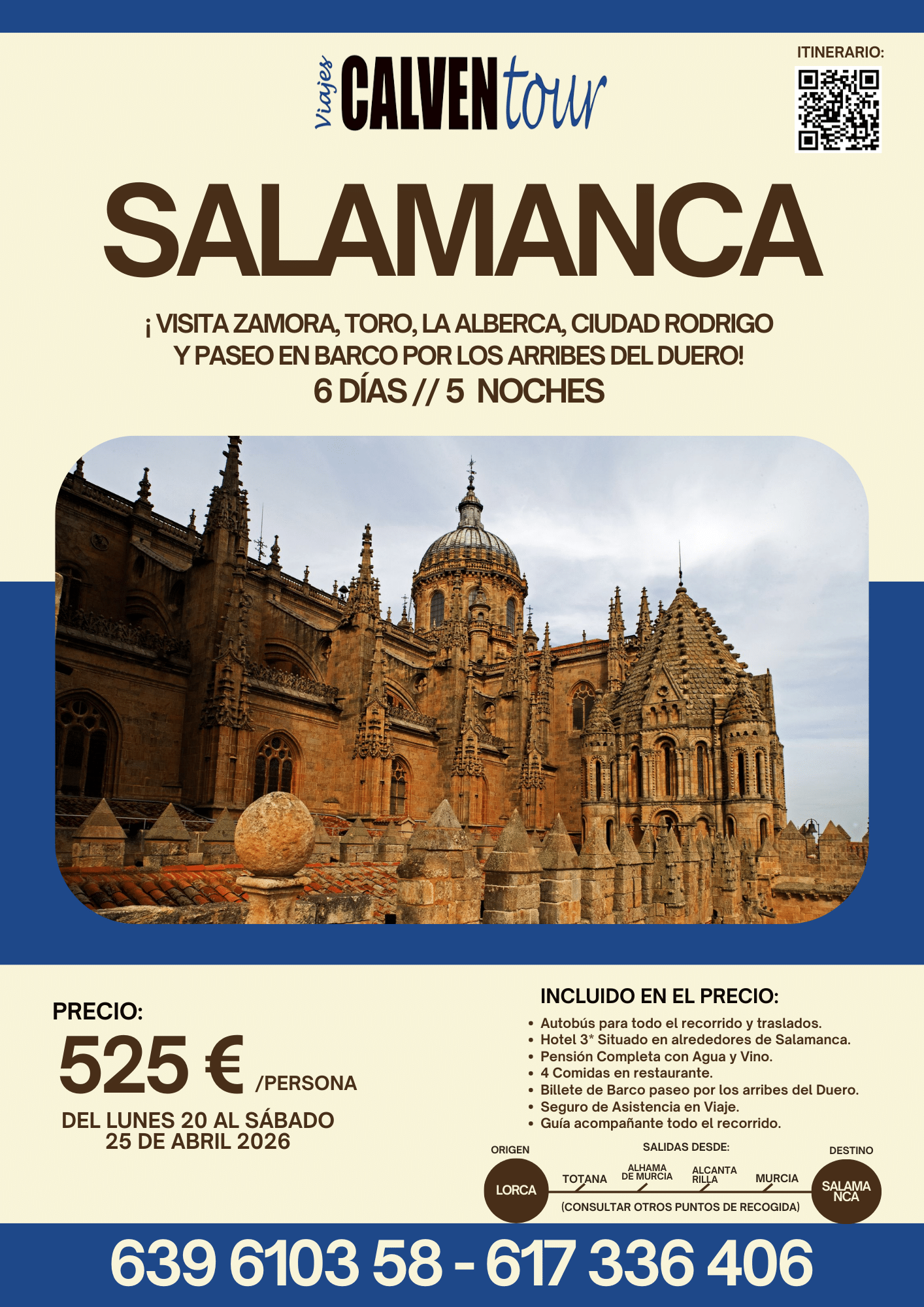 VIAJE A SALAMANCA. DEL 20 AL 25 DE ABRIL DE 2026.
