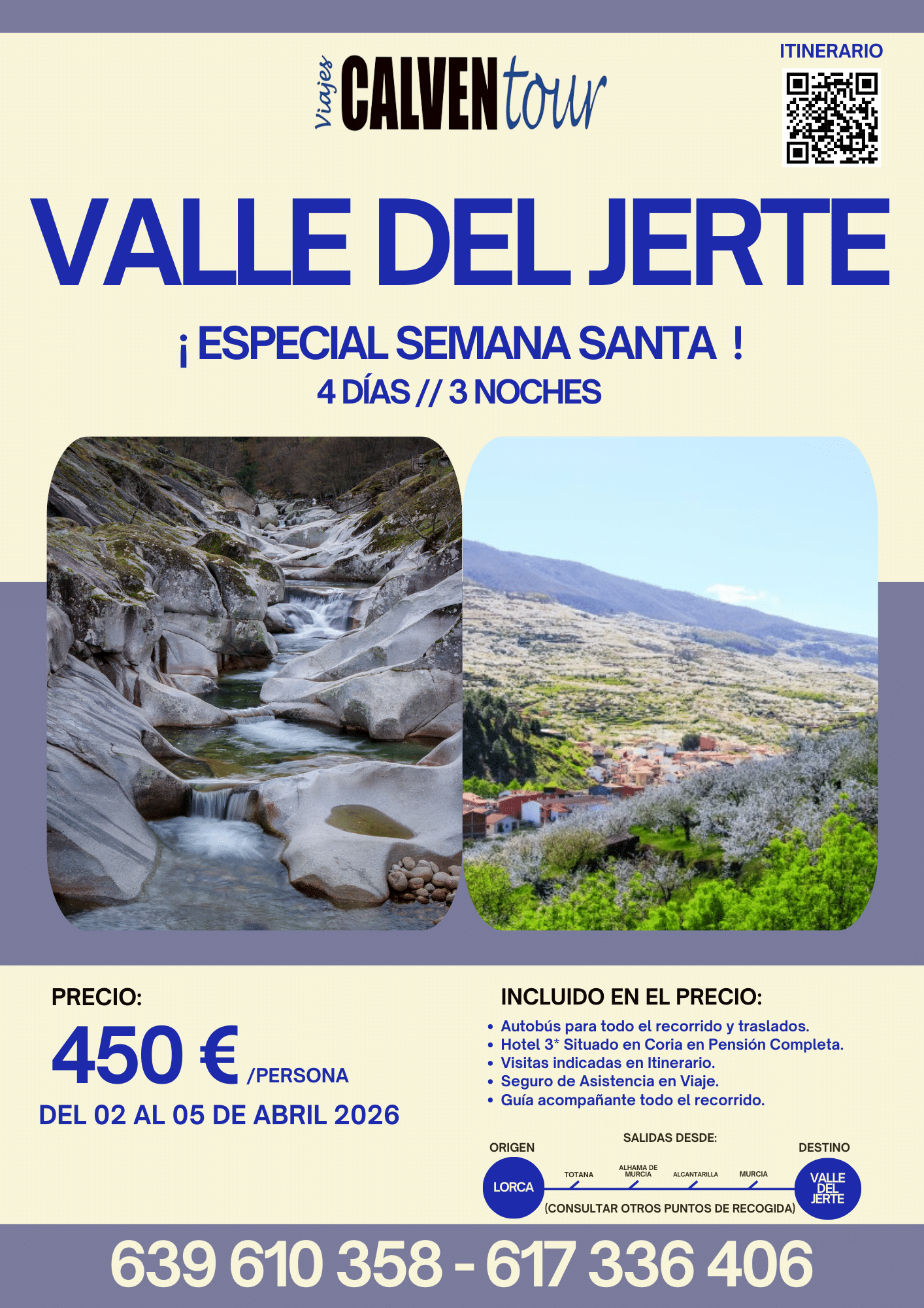 SEMANA SANTA EN EL VALLE DEL JERTE. DEL 02 AL 05 DE ABRIL DE 2026.