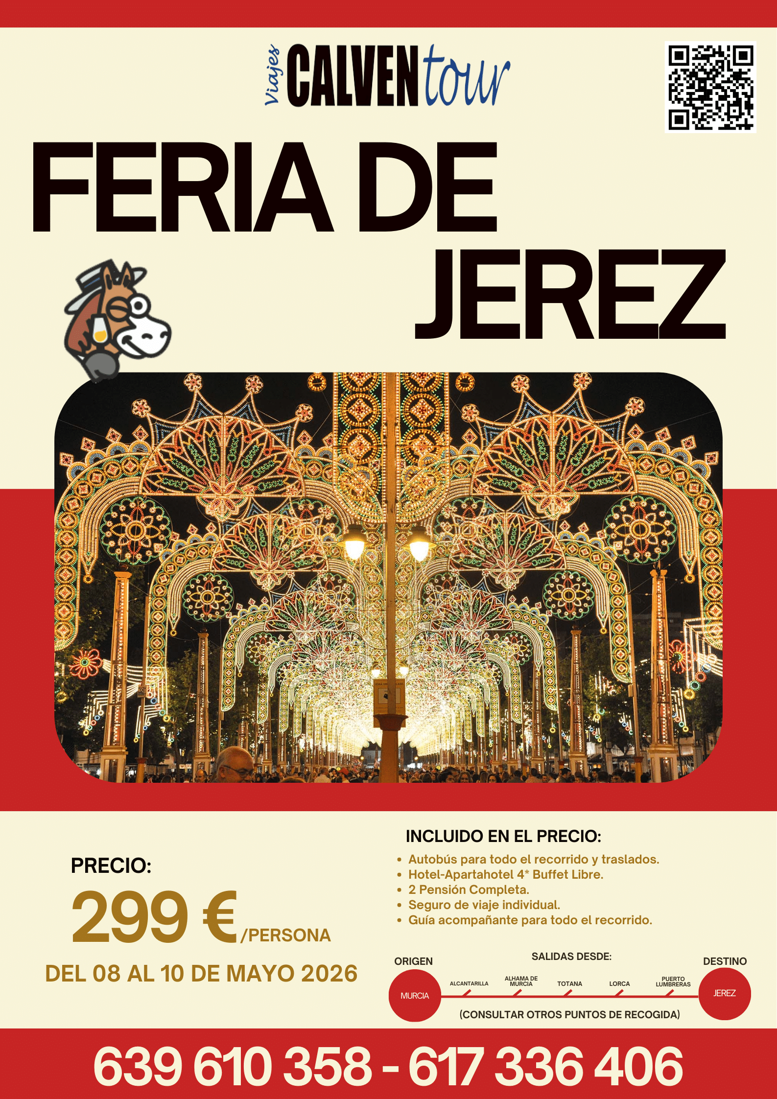 VIAJE A LA FERIA DE JEREZ. DEL 08 AL 10 DE MAYO DE 2026.