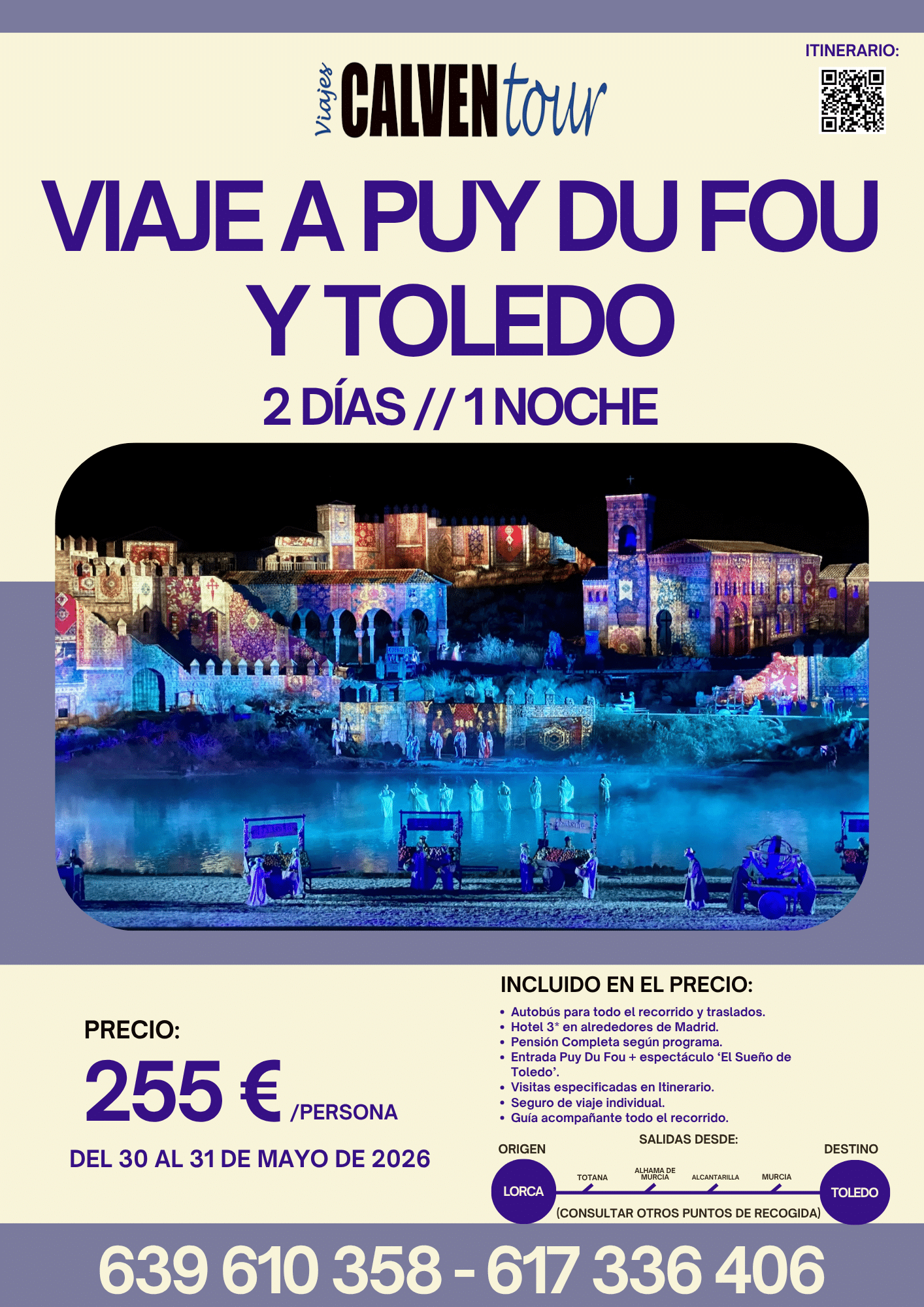 FIN DE SEMANA EN PUY DU FOU. DEL 30 AL 31 DE MAYO 2026.