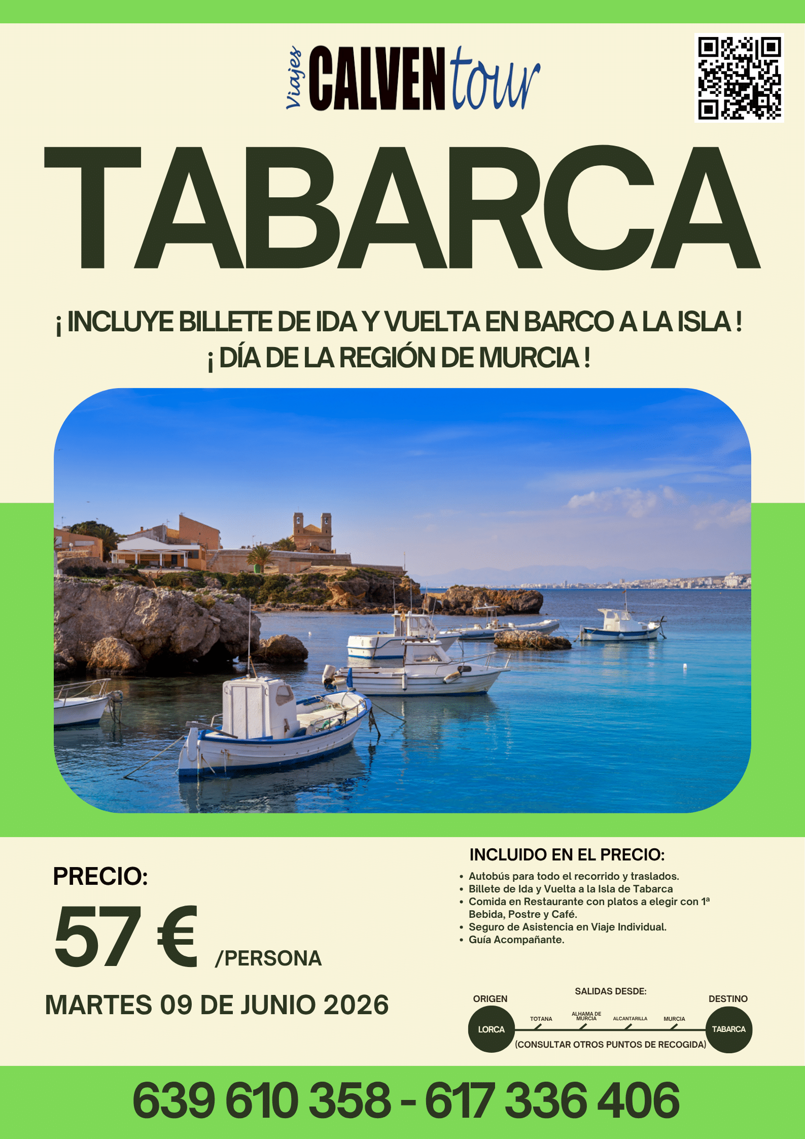 VIAJE A LA ISLA DE TABARCA. MARTES 09 DE JUNIO 2026.