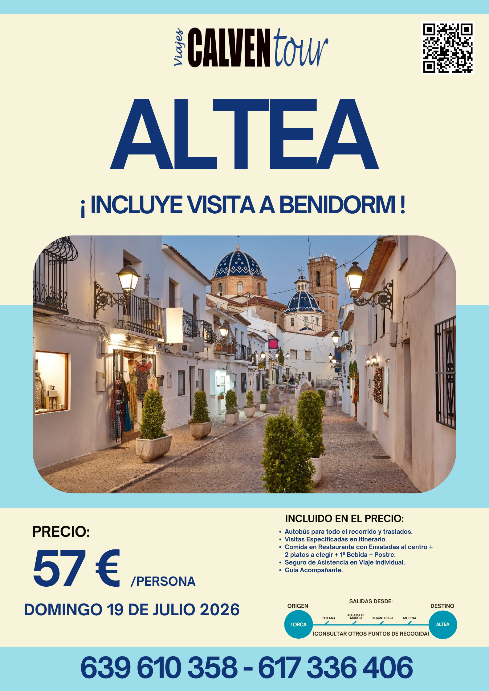 EXCURSIÓN A ALTEA. DOMINGO 19 DE JULIO 2026.
