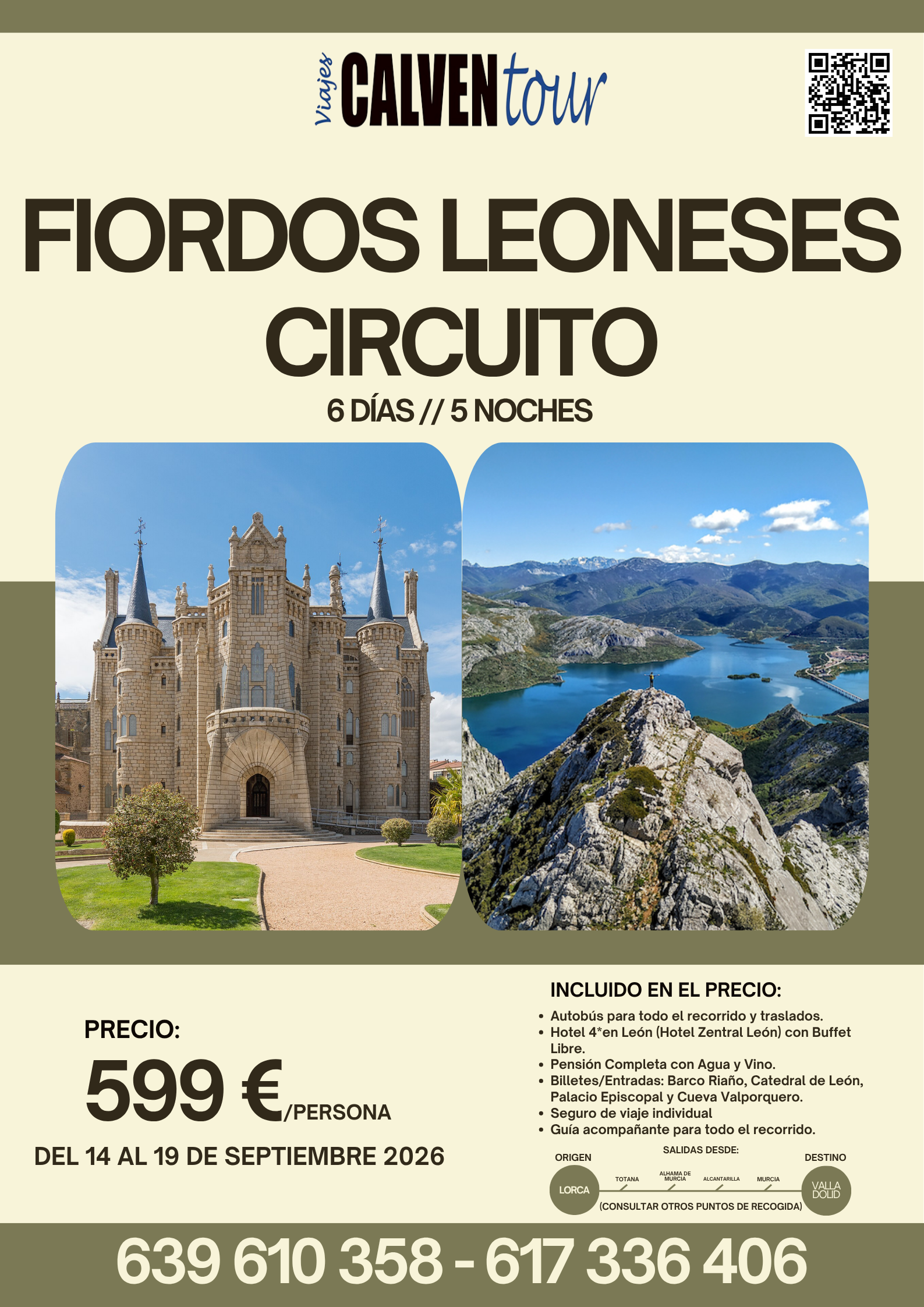 VIAJE A LOS FIORDOS LEONESES. DEL 14 AL 19 DE SEPTIEMBRE DE 2026.