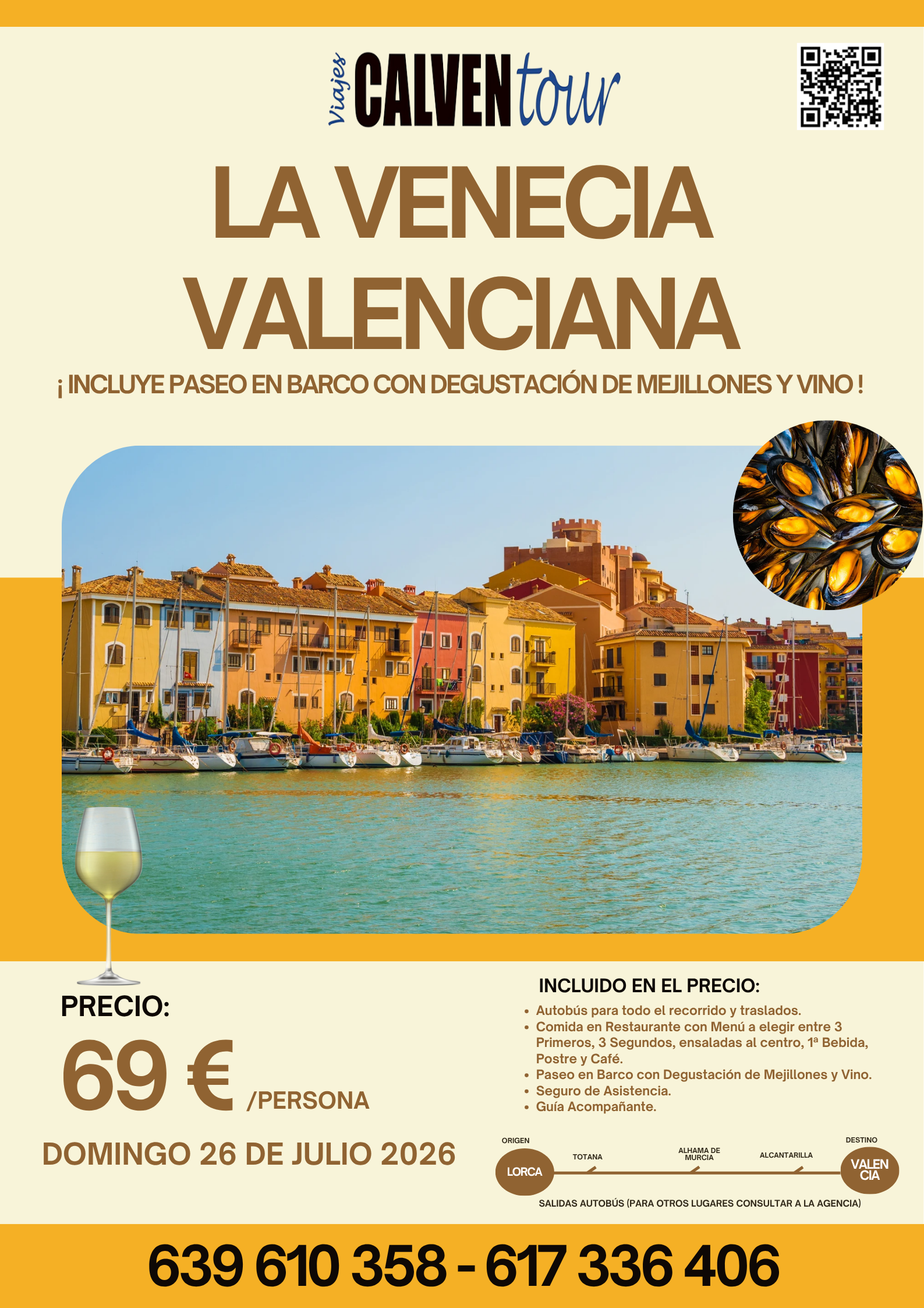 EXCURSIÓN A LA VENECIA VALENCIANA. DOMINGO 26 DE JULIO 2026.