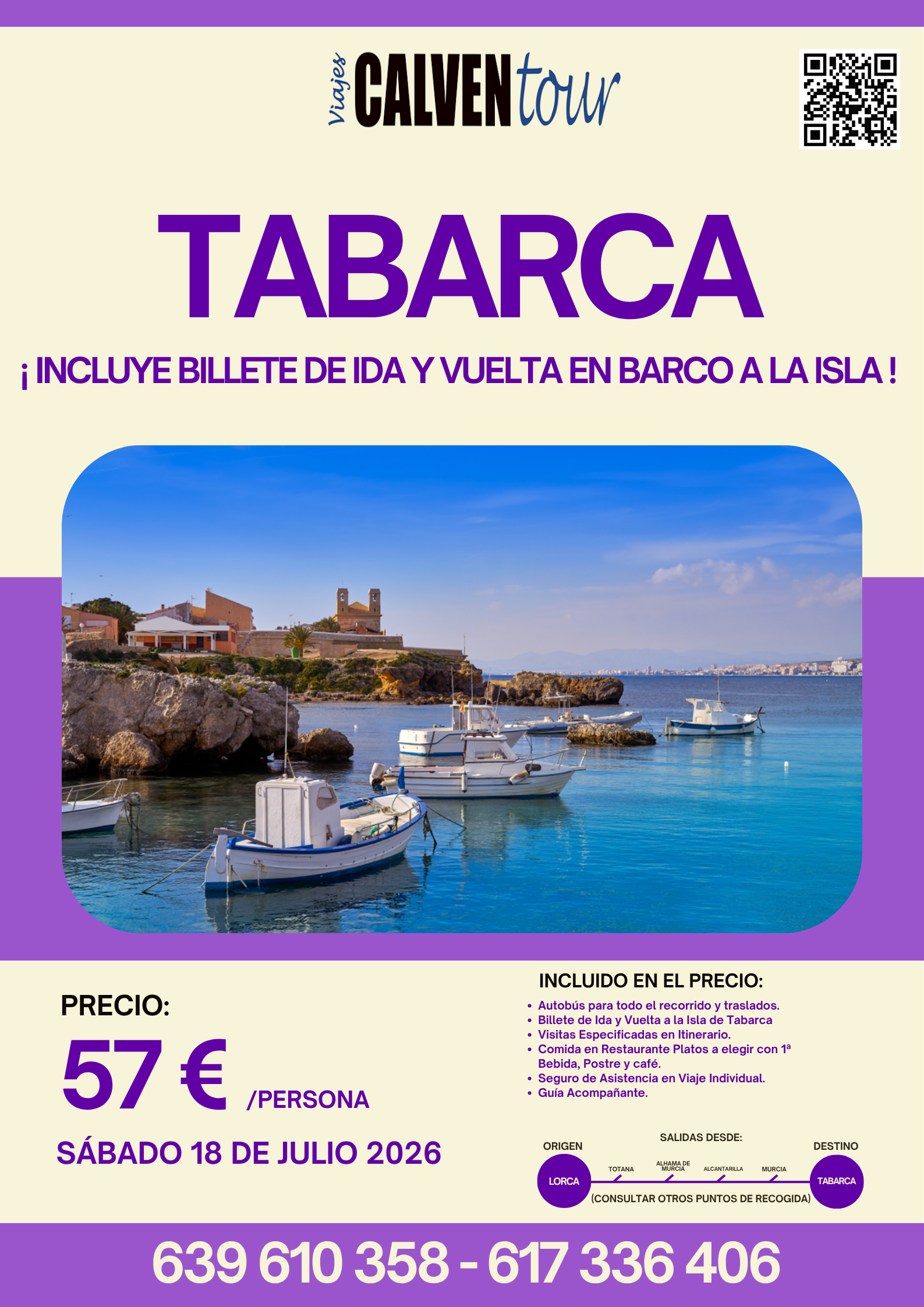 VIAJE A TABARCA Y ALICANTE. SÁBADO 18 DE JULIO 2026.