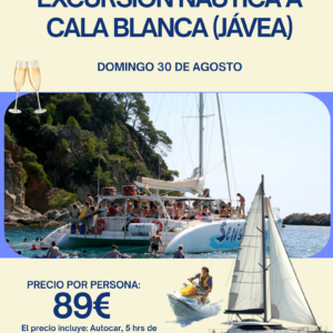 EXCURSIÓN EN CATAMARÁN A CALA BLANCA (JÁVEA). DOMINGO 30 DE AGOSTO 2026.