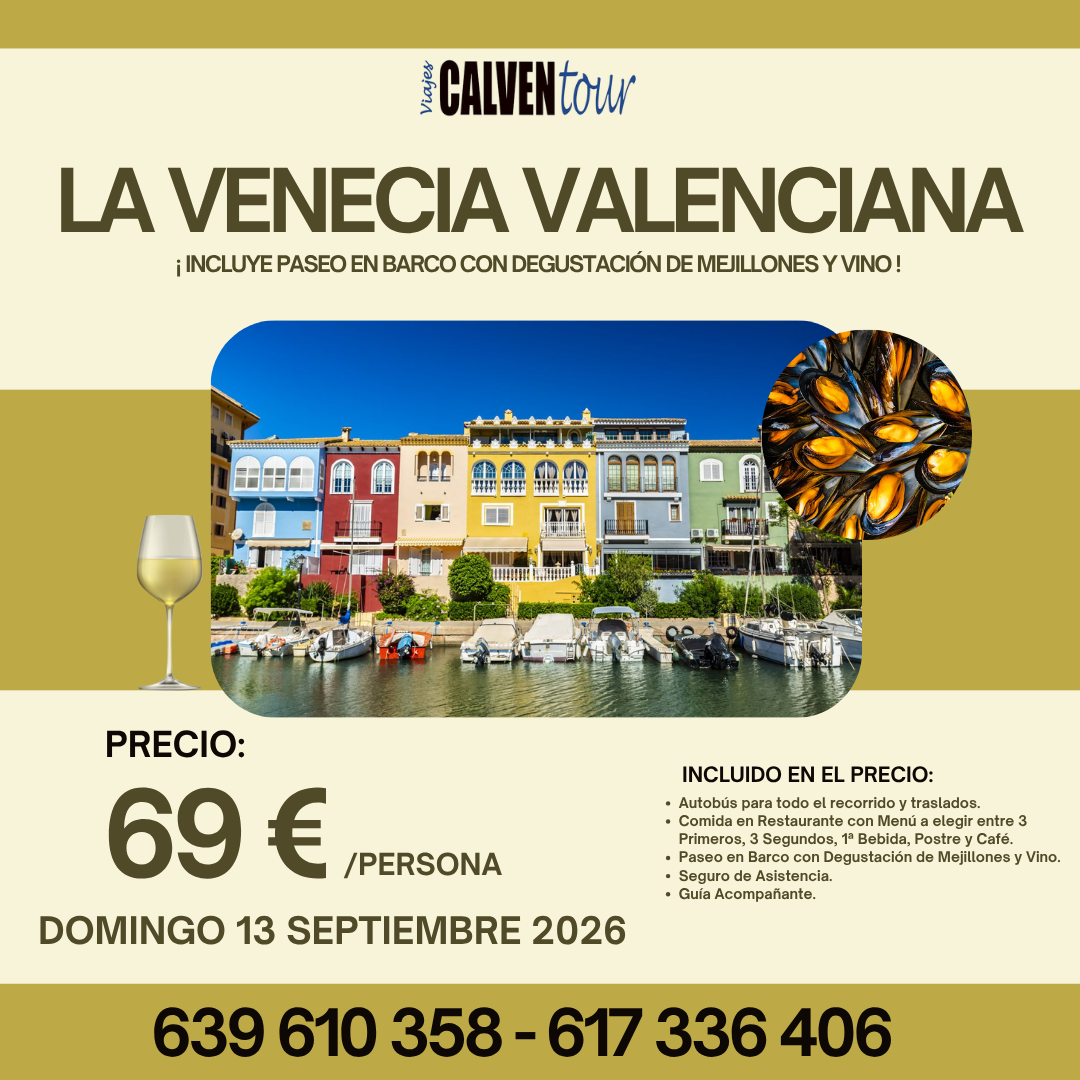 EXCURSIÓN A LA VENECIA VALENCIANA. DOMINGO 13 DE SEPTIEMBRE 2026. - Imagen 3