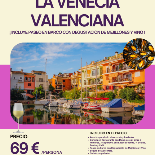 EXCURSIÓN A LA VENECIA VALENCIANA. DOMINGO 27 DE SEPTIEMBRE 2026.
