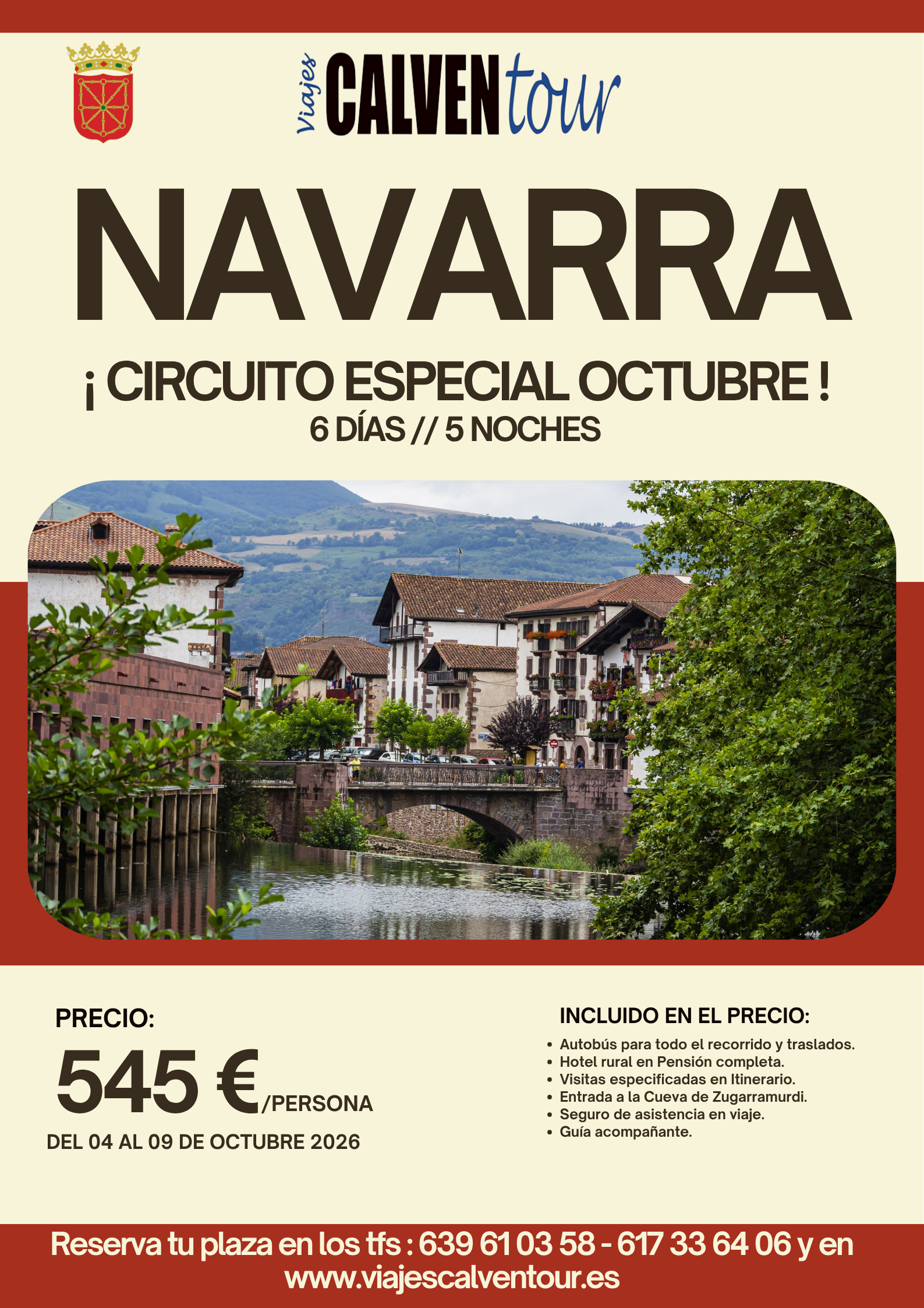CIRCUITO POR NAVARRA. DEL 04 AL 09 DE OCTUBRE 2026.
