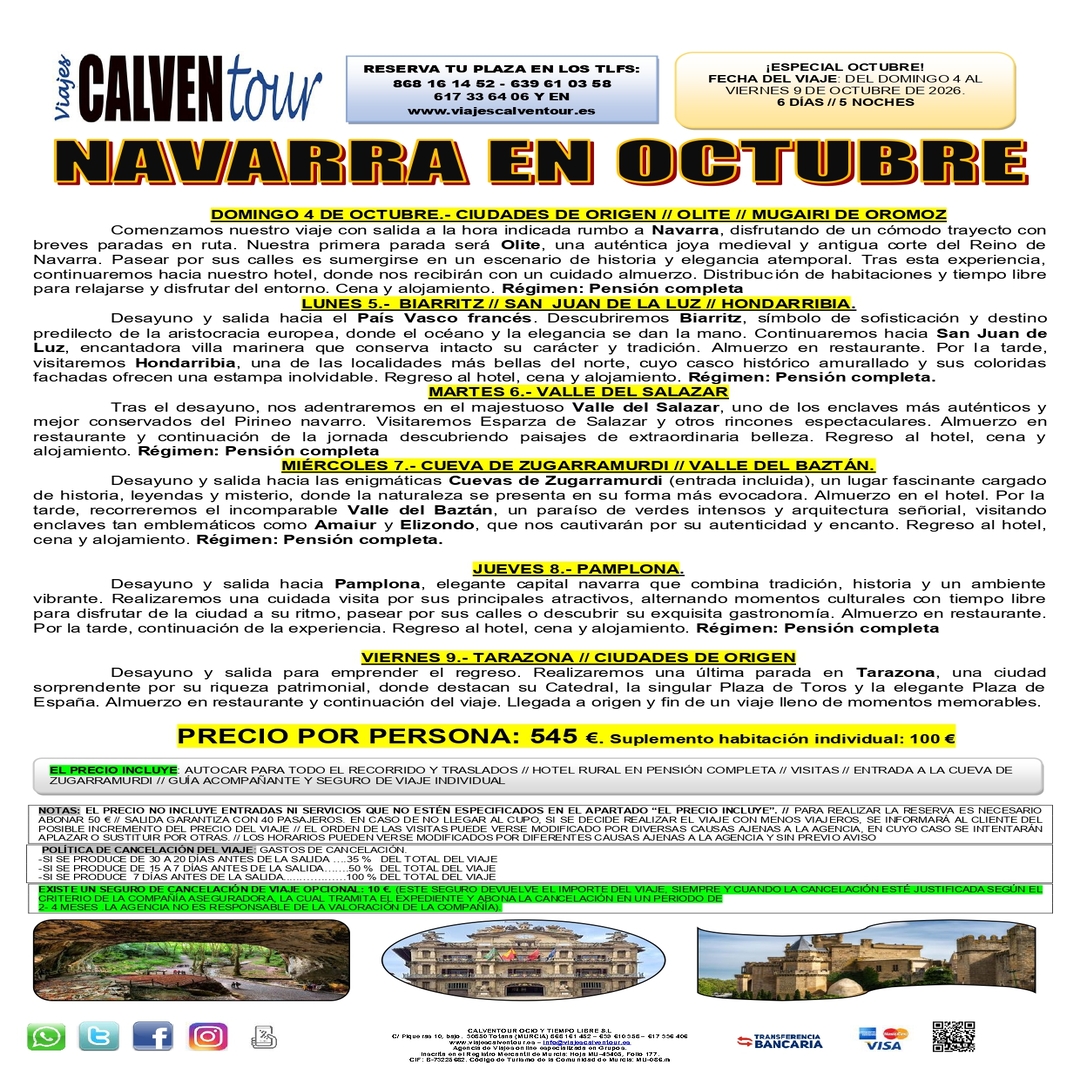 CIRCUITO POR NAVARRA. DEL 04 AL 09 DE OCTUBRE 2026. - Imagen 2